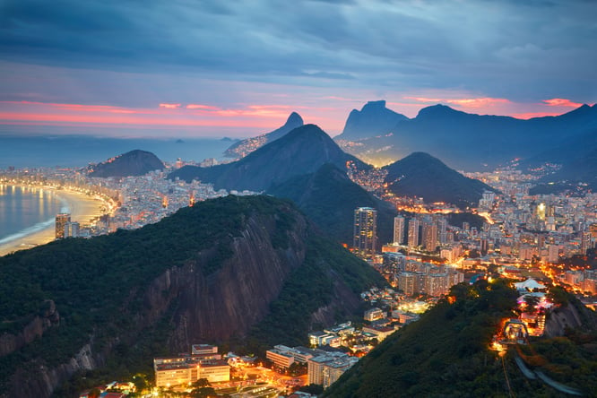 Night view of Rio de Janeiro, Brazil.