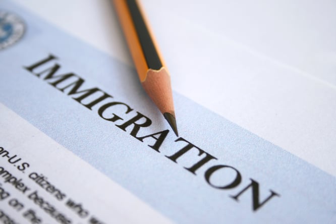 Immigration form for an H-1B visa application.
